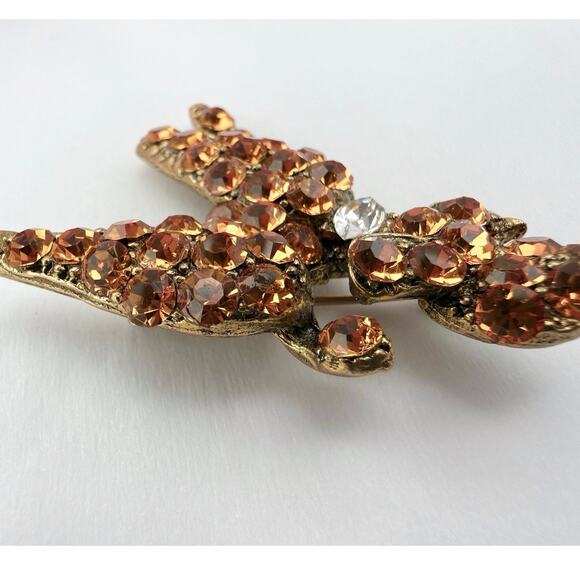 Vintage 60s Poodle Brooch High Dome Topaz Rhinestone Pin - Picture 4 of 10